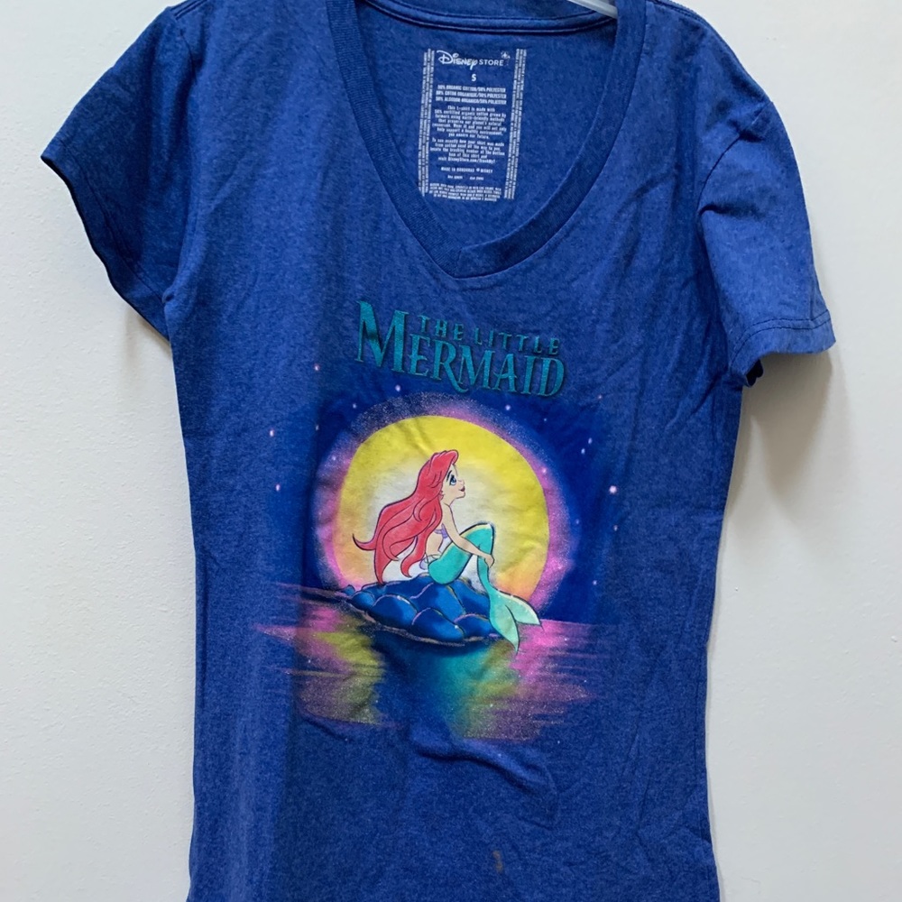 Disney Store The Little Mermaid V-Neck Short Sleeve Tee Shirt - Size Small